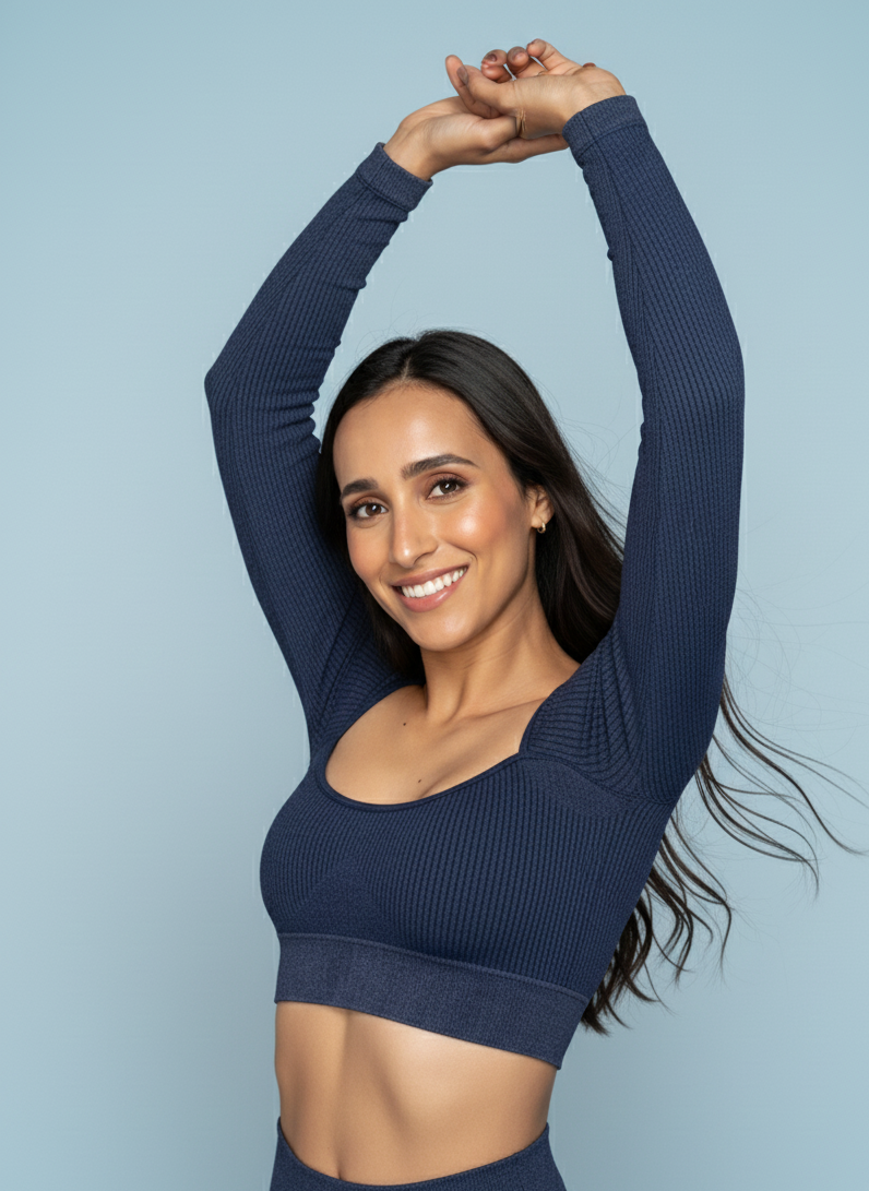 TOP JN Manga Larga Azul