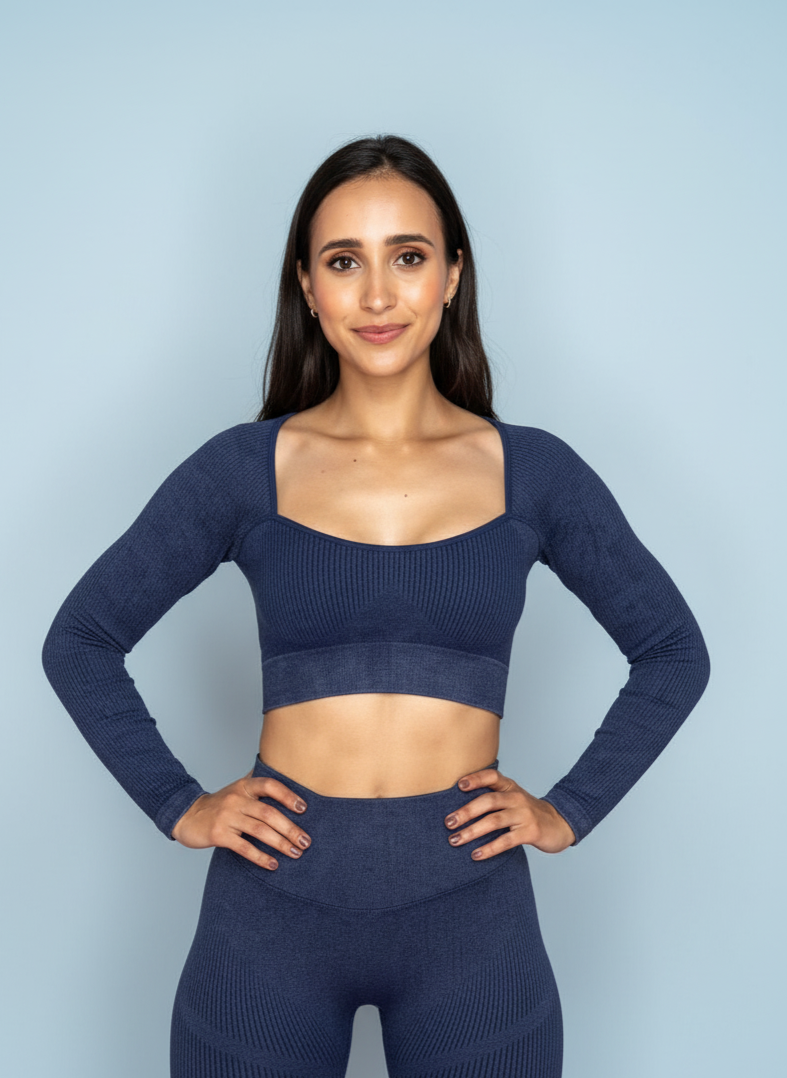 TOP JN Manga Larga Azul