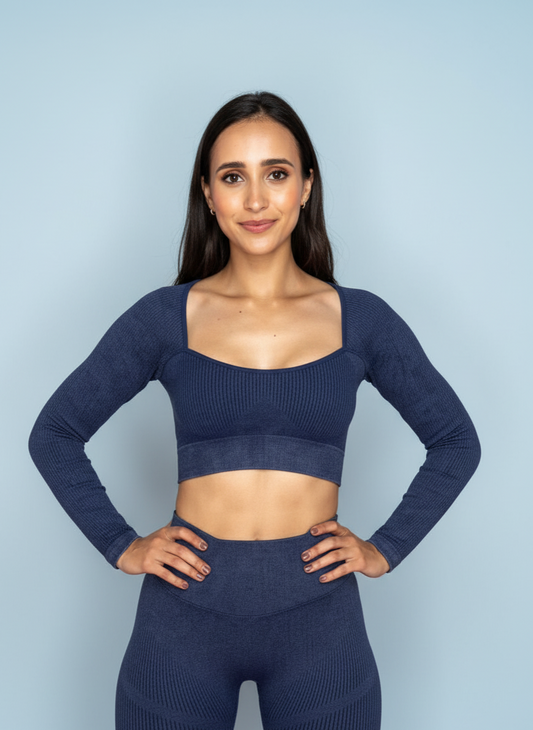 TOP JN Manga Larga Azul